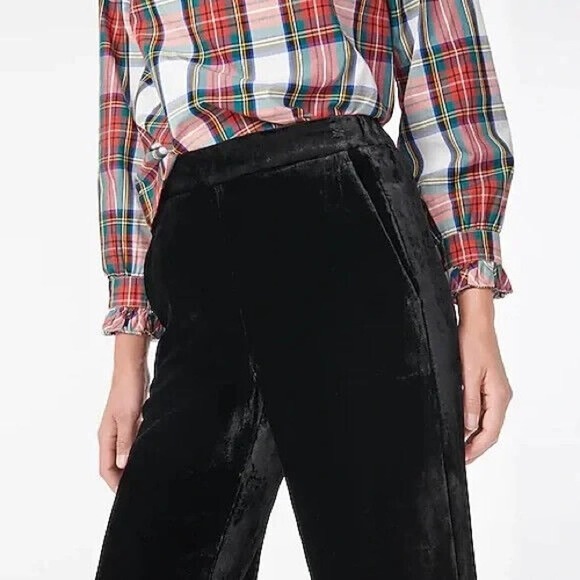 J. Crew Velvet Peyton Pull-On Pants Black Stretch Womens Size 14T 14 Tall H14624 - Picture 4 of 11